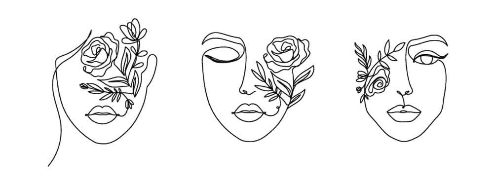 vector image of faces made with a single line